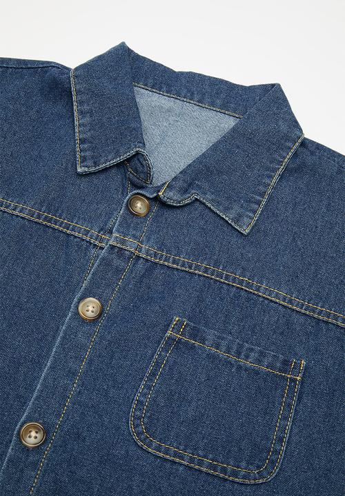 Pop Candy - Denim shirt & shorts set - navy blue