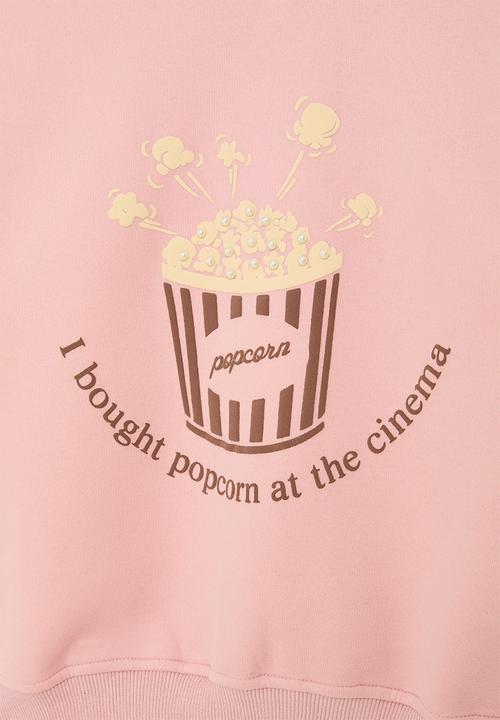 Pop Candy -  Popcorn placement and slogan sweatshirt - pink