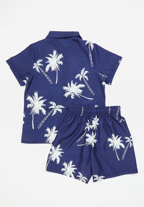 Pop Candy - Printed shirt & shorts - prussian blue/white