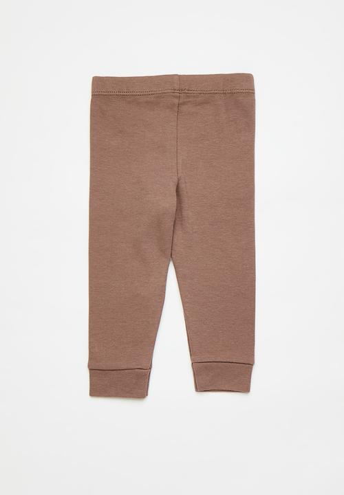 Pop Candy - Animal face aop romper with leggings - grey/brown