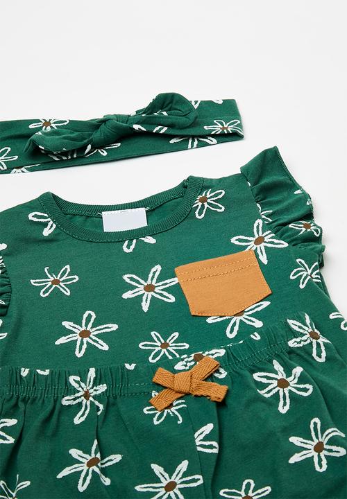 Pop Candy - Tee & shorts set with headband - dark green multi