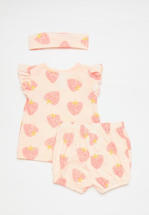 Pop Candy - Tee and short set with headband - white multi