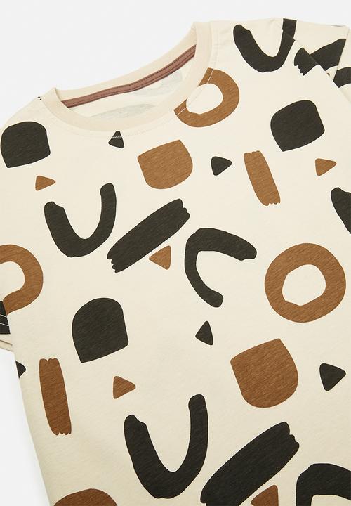 Pop Candy - Printed tee & short set - brown