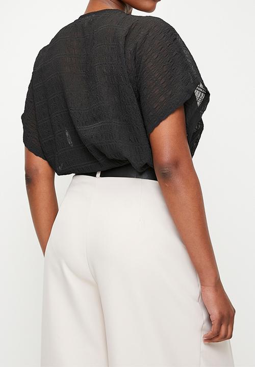 edit - Laundered v-neck boxy shell - black