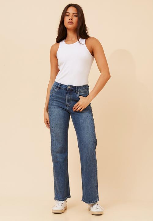 Stella Morgan - High Waisted Relaxed Bootcut Jean - Dark Denim