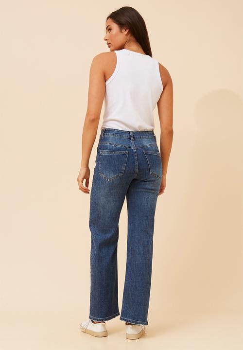 Stella Morgan - High Waisted Relaxed Bootcut Jean - Dark Denim