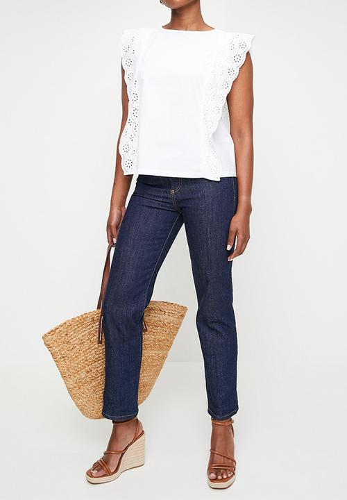 edit - Poplin shell with cut out sleeve - white