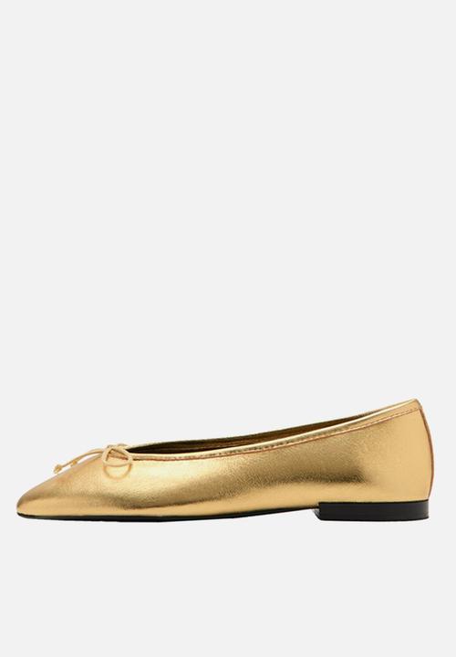 MANGO - Flater1 leather pump - gold