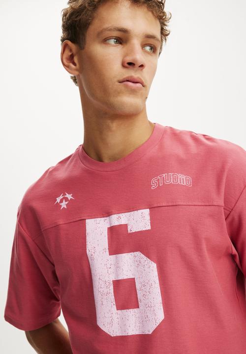 Cotton On - Cropped Fit Graphic T-shirt - Soft Red/Los Angeles Panel
