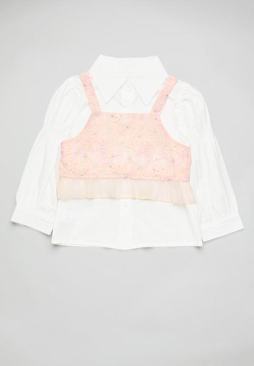Pop Candy - Shirt & floral printed cami - white/multi