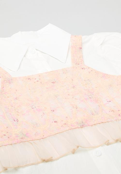Pop Candy - Shirt & floral printed cami - white/multi