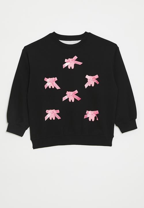 Pop Candy - Bow décor sweat top - black/pink