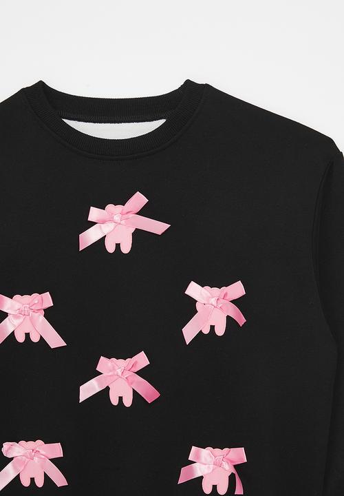 Pop Candy - Bow décor sweat top - black/pink