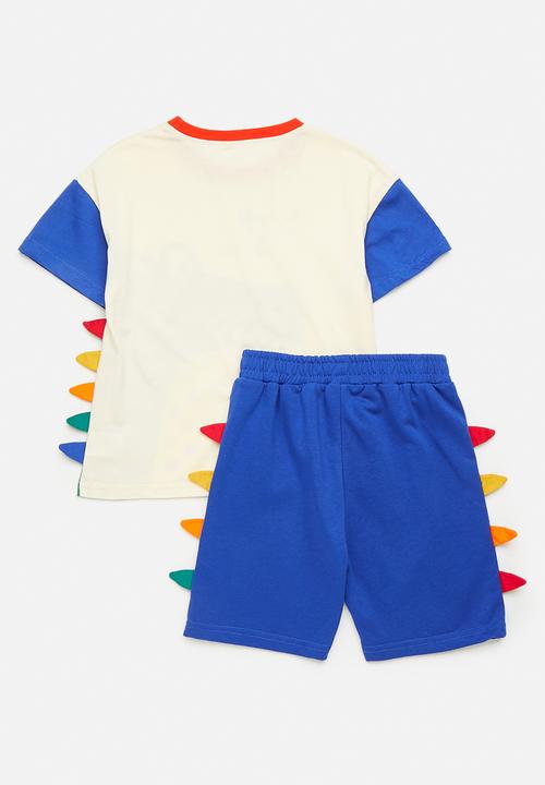Pop Candy - Tee & short set-blue& white
