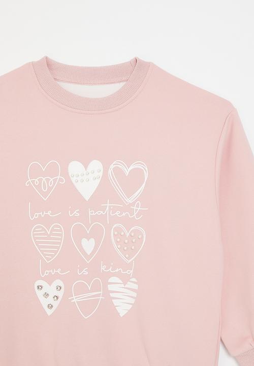 Pop Candy - Heart print sweat top - pink
