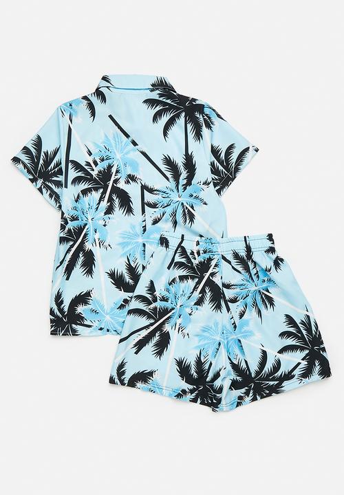 Pop Candy - Printed shirt & shorts - columbia blue/black