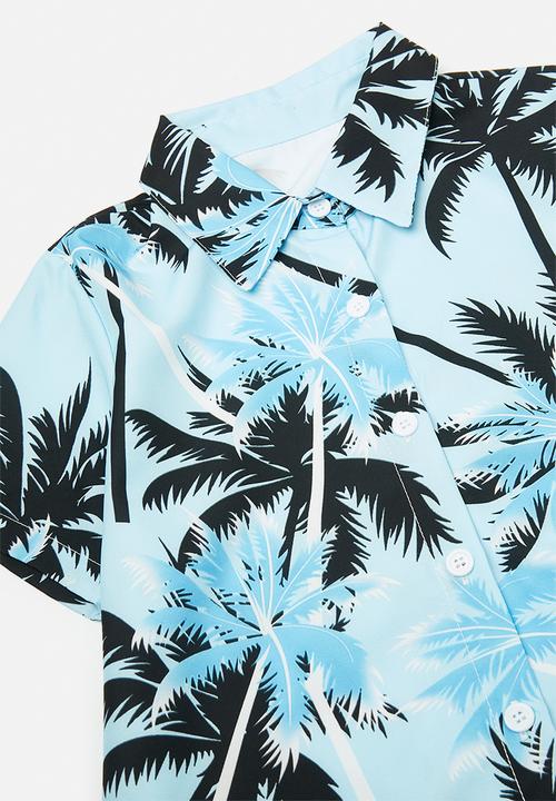 Pop Candy - Printed shirt & shorts - columbia blue/black