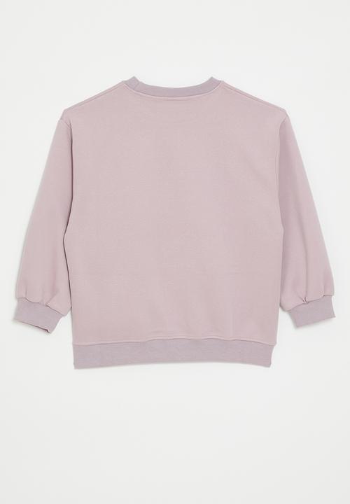 Pop Candy - Heart print & pearl detail sweatshirt - dusty mauve