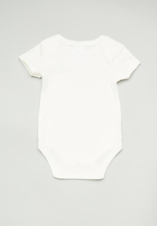 Pop Candy - Shark fin embroidered romper - white