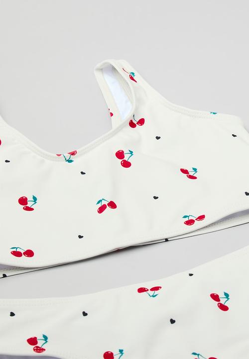 Pop Candy - Cherry print bikini set - white/red