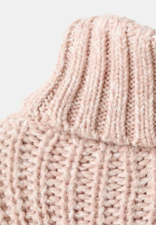 MANGO - Turtleneck knit sweater - pale pink