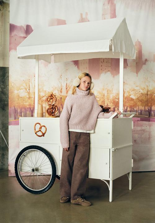 MANGO - Turtleneck knit sweater - pale pink