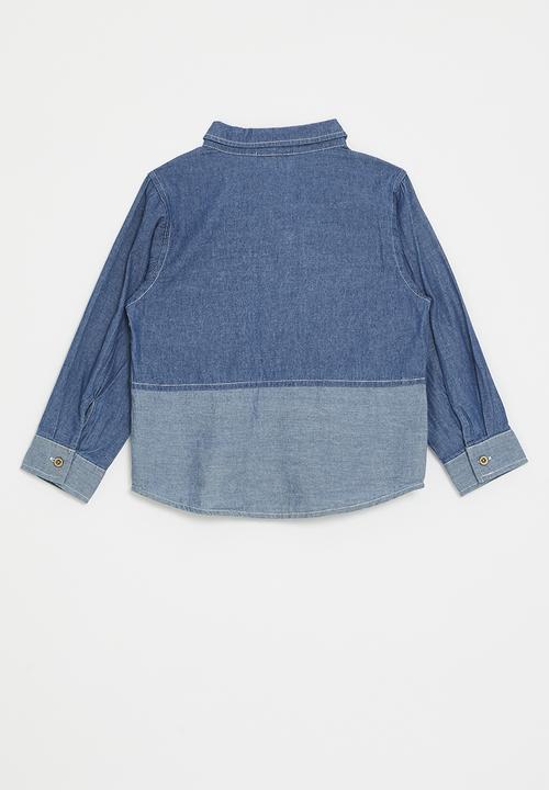 Pop Candy - Two-tone denim shirt - blue