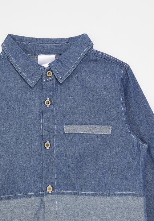 Pop Candy - Two-tone denim shirt - blue