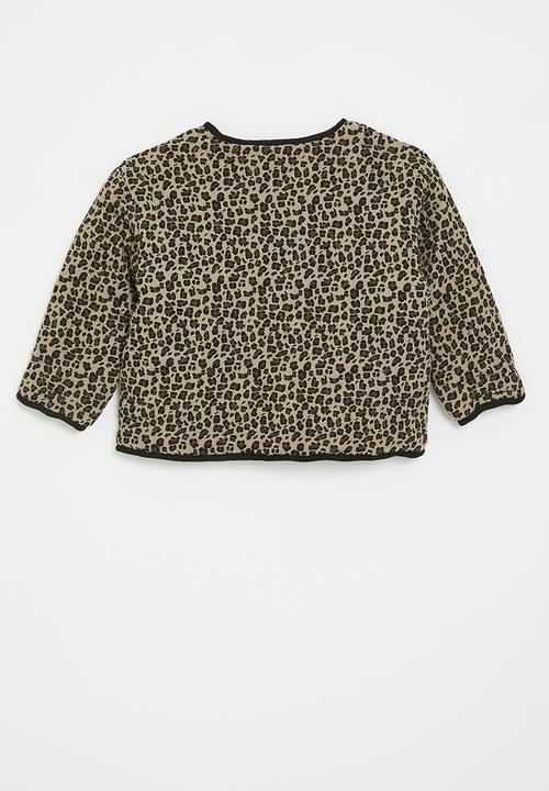 Pop Candy - Quilted collarless jacket - leopard print/brown