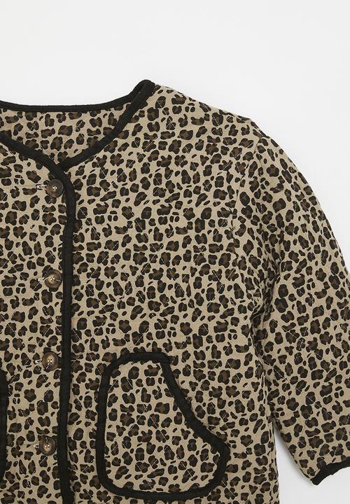 Pop Candy - Quilted collarless jacket - leopard print/brown