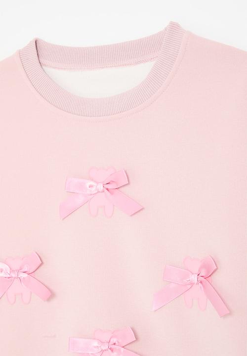Pop Candy - Bow décor sweat top - pink