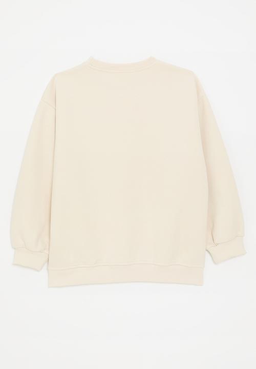 Pop Candy - Heart print & pearl detail sweatshirt - neutral 