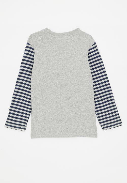 Pop Candy - Printed tee - grey/stripe/planets