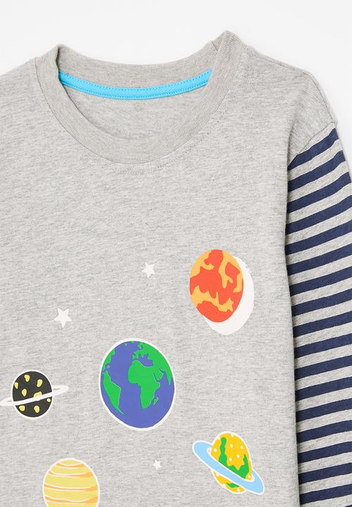 Pop Candy - Printed tee - grey/stripe/planets