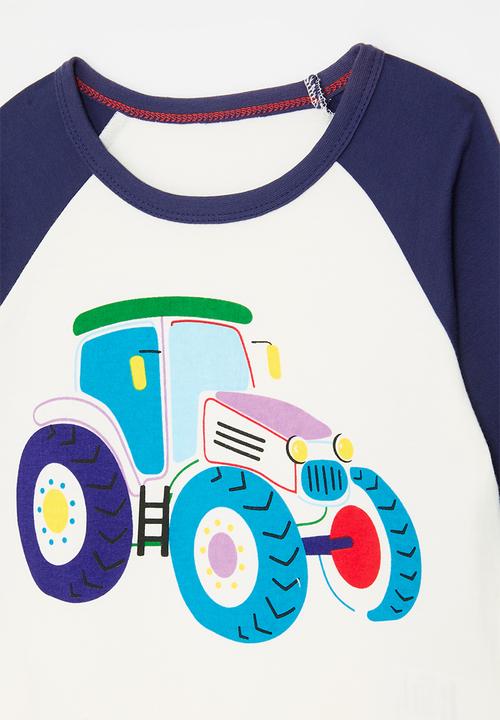Pop Candy - Tractor placement print t-shirt - white/navy