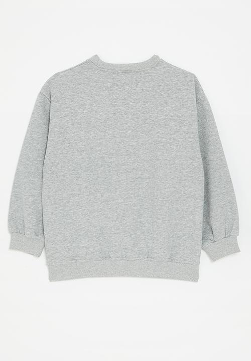 Pop Candy - Lace applique graphic sweatshirt - grey