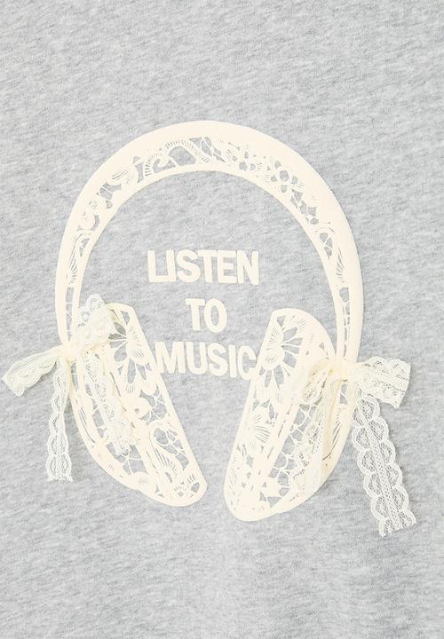 Pop Candy - Lace applique graphic sweatshirt - grey