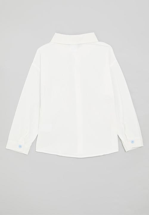 Pop Candy - Printed pocket shirt with contrast buttons - white