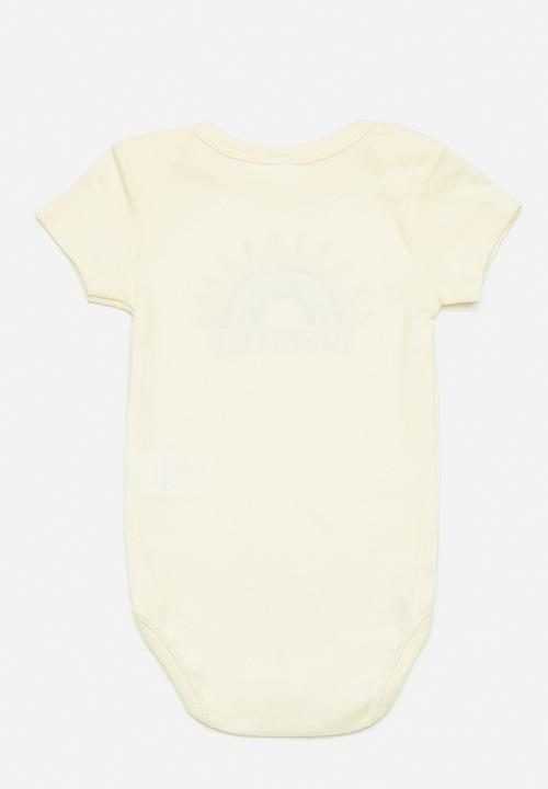 Pop Candy - Embroidered graphic and slogan romper - cream/rainbow/sunkissed