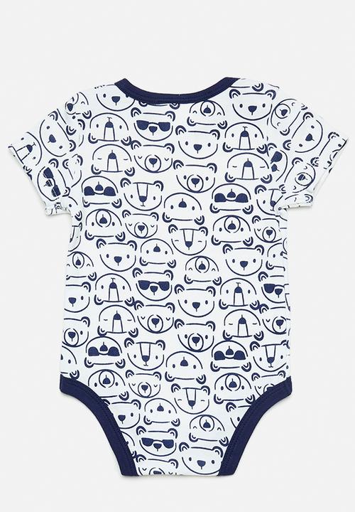 Pop Candy - Bear aop bodysuit - navy/white
