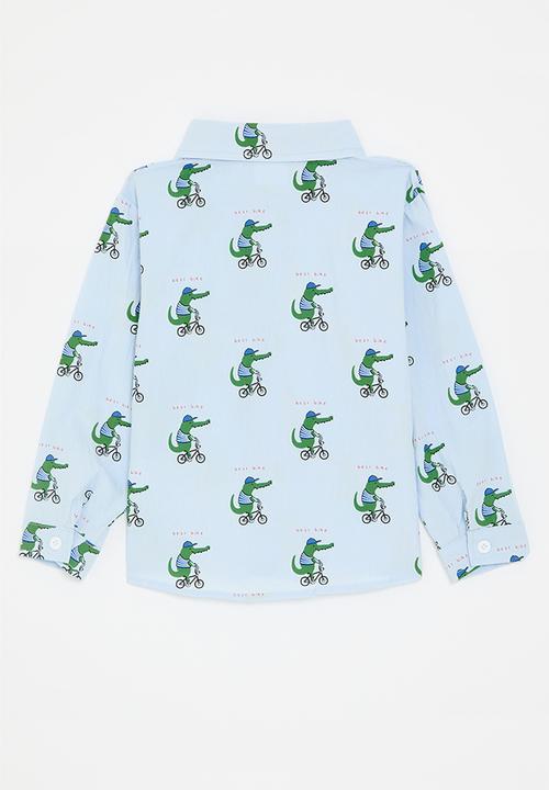 Pop Candy - Biker croc all-over-print shirt - light blue