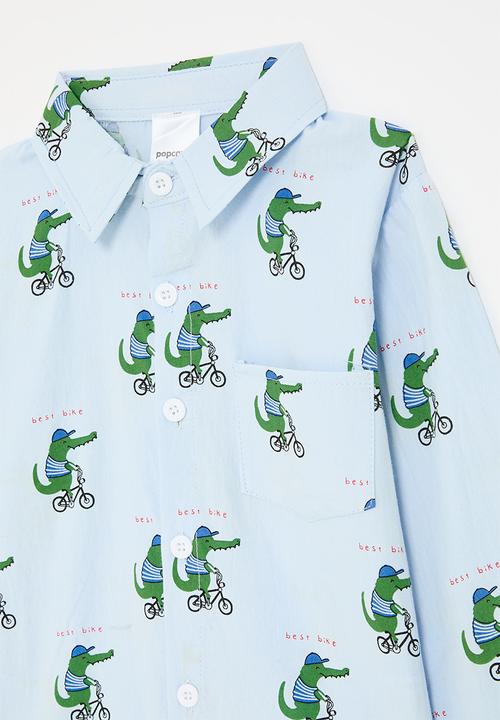 Pop Candy - Biker croc all-over-print shirt - light blue