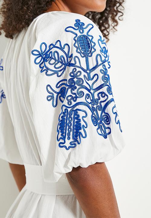 edit - Short sleeve embroidery tunic - white