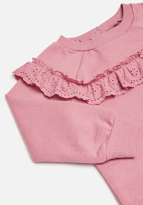Pop Candy - Frilled sweat top - mauve