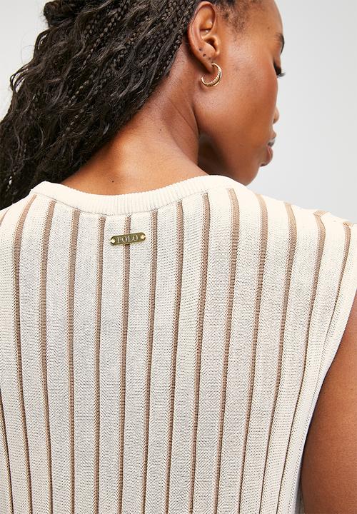 POLO - Hayden sl knitted dress - off-white