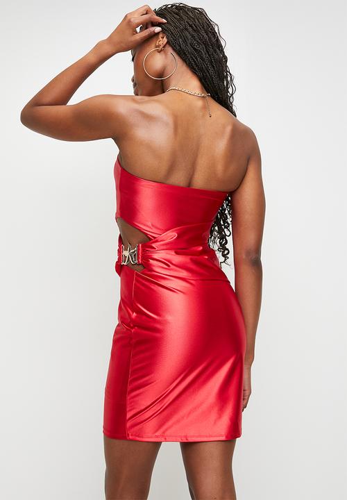 red boob tube dress BoobTube Leather Bodycon Dress