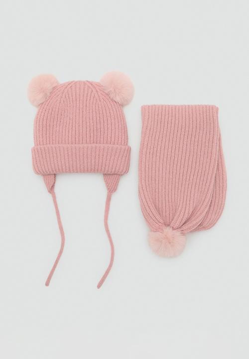 MANGO - Beanie POMPONP - Light/Pastel Pink