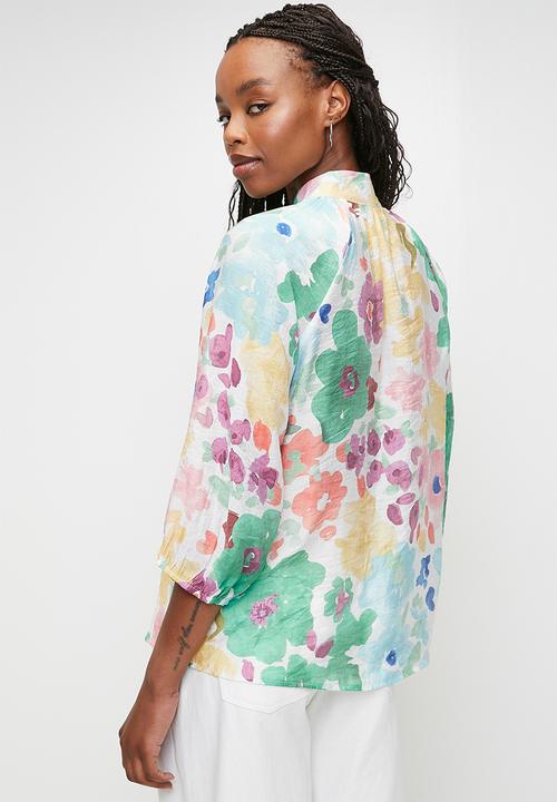 Stella Morgan - Batwing easy wearing floral printed blouse 1/2 sleeve - multi floral