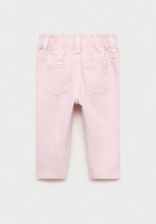 MANGO - Jeans Paperbag - Pink