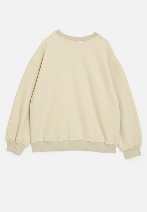 Pop Candy - Sweat top with brown piping detail - neutral
